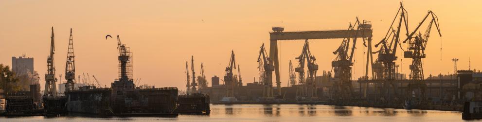 Image showing port activities at sunset.