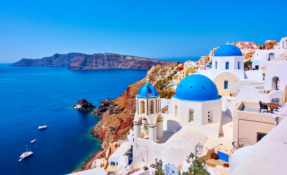 Image showing a panoramic view of Santorini island in Greece.