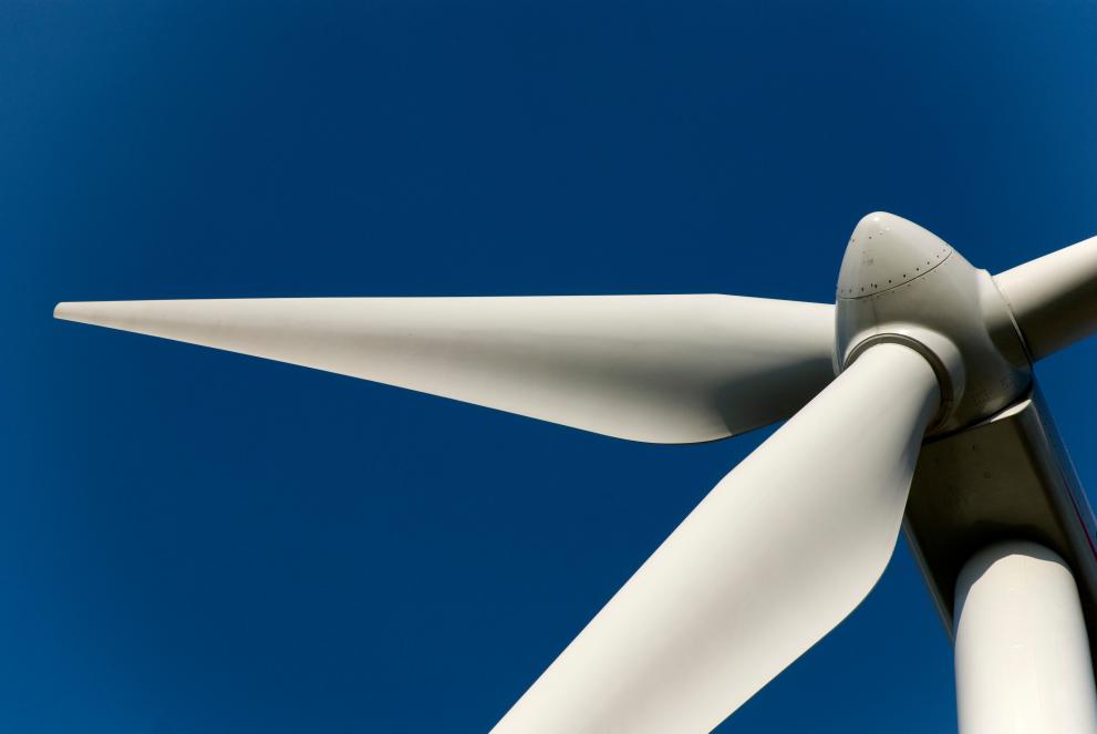 Image showing close-up of a modern windmill