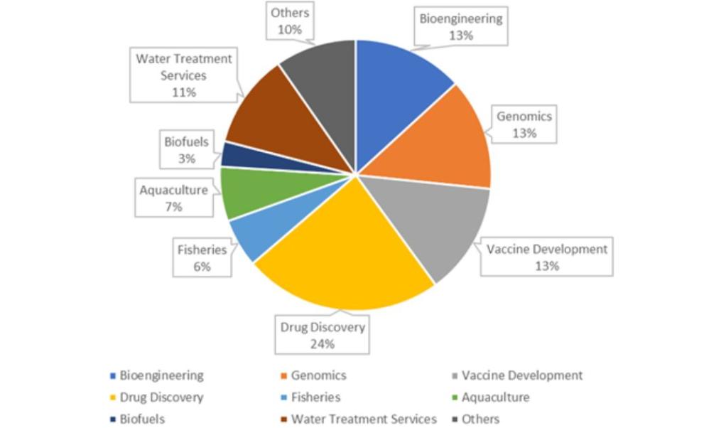 Blue biotechnology market value by application, 2021
