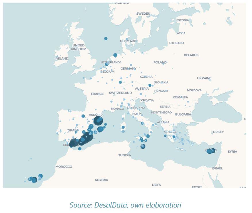 Geographical distribution of desalination plants in the EU-27, 2024